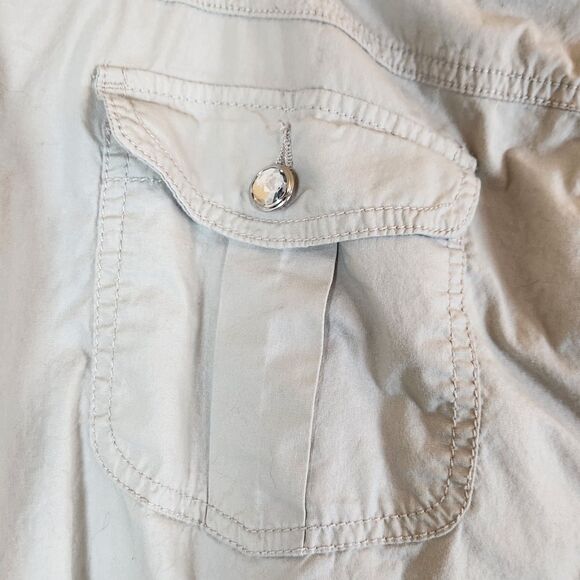 Style Co Cargo‎ Pants Women 14 beige Capri Y2K Hip Hop cargo bling Streetwear - Picture 9 of 11